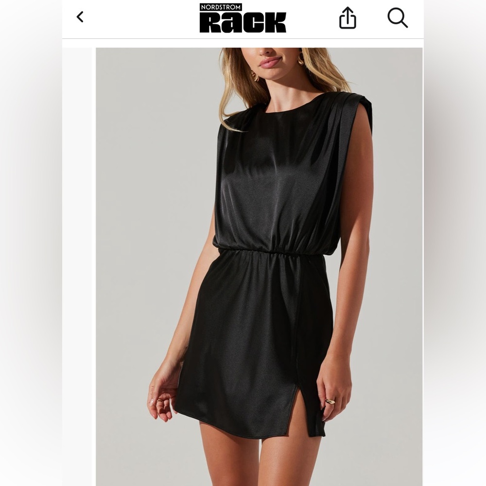 Astr deep turquoise Satin Sleeveless Chemise with Side Slit